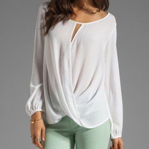 Keyhole Neck Surplice Blouse